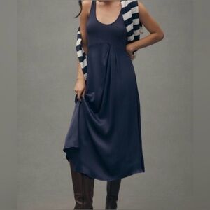 Anthropologie The Gemi Twofer Navy Blue Maxi Dress Size XS